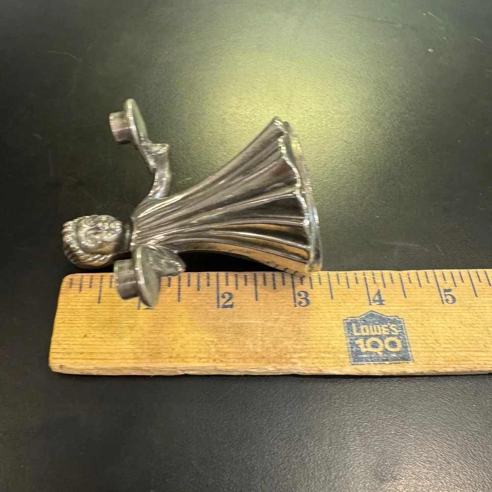 Italy Angel Candle Holder Small Silver Tone Vintage Double Taper Figurine